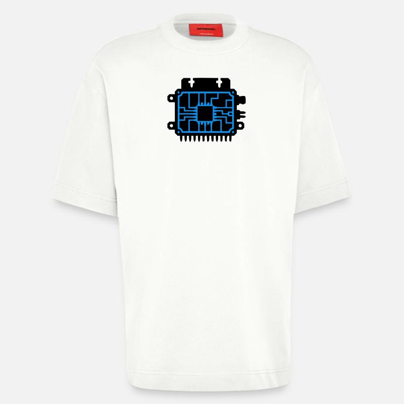 Logo informatique du PCB Microchip - T-shirt bio épais oversize fabriqué en UE - OFF WHITE