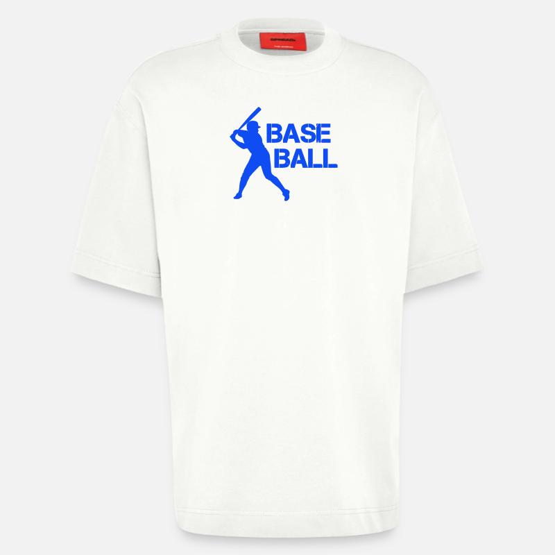 Silhouette de baseball en bleu éclat - T-shirt bio épais oversize fabriqué en UE - OFF WHITE