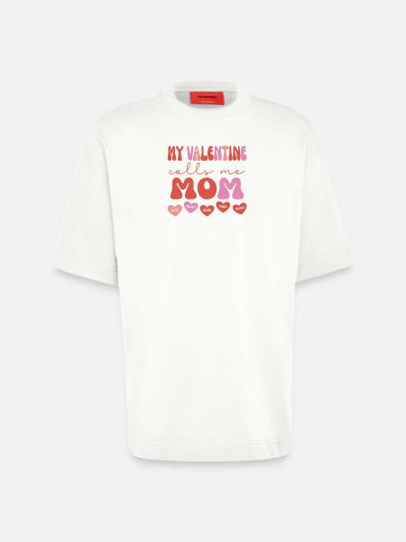 Ma Valentine m’appelle maman - T-shirt bio épais oversize fabriqué en UE - OFF WHITE