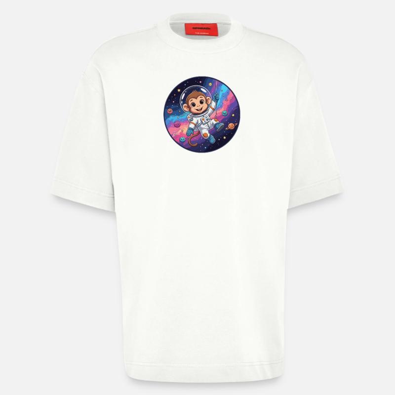 Un astronaute singe dans l’espace stellaire - T-shirt bio épais oversize fabriqué en UE - OFF WHITE