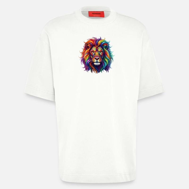 Regenbogenlöwe / Löwe in Regenbogenfarben - Heavyweight T-Shirt - made by SPREAD  - OFF WHITE