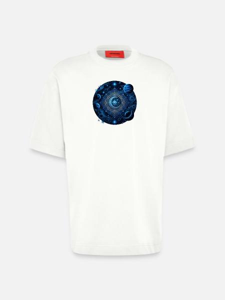 Space Planets Galaxies Stars Moons - Heavyweight T-Shirt - made by SPREAD  - OFF WHITE