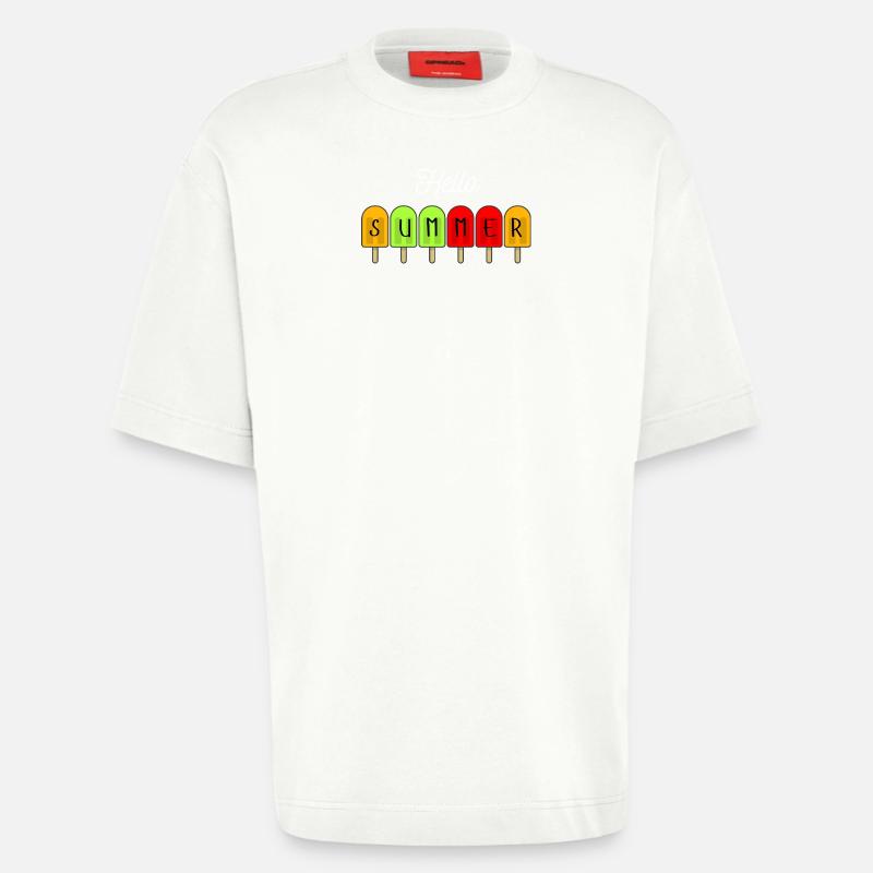 Hello Summer Popsicles - Heavyweight T-Shirt - made by SPREAD  - OFF WHITE