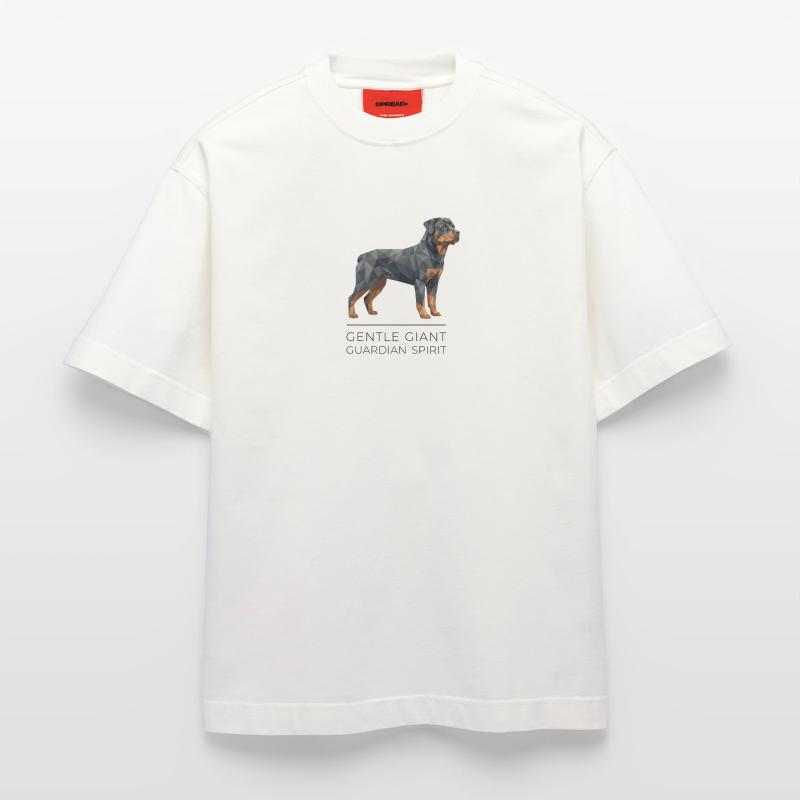 Art Low-Poly Rottweiler - Géant doux T-shirt bio épais oversize fabriqué en UE