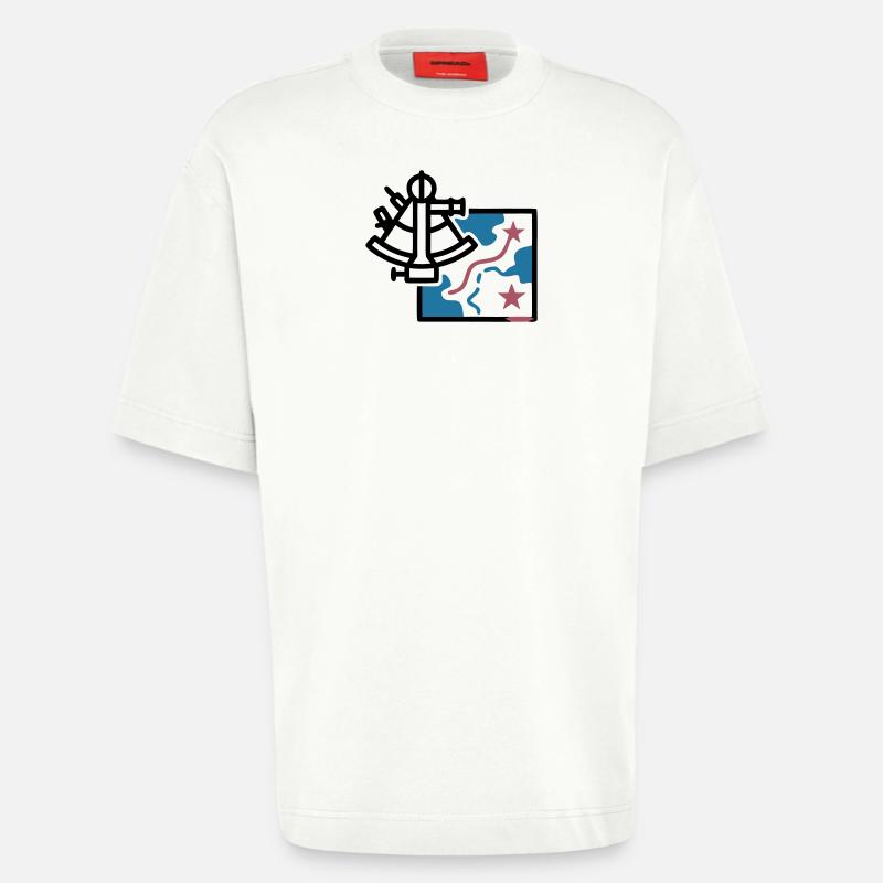 Sextant Navigation Map Vector - Heavyweight T-Shirt - made by SPREAD - OFF WHITE