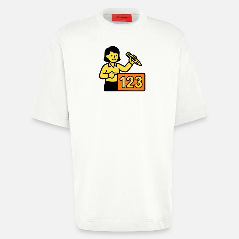 Enseignant Math 123 School - T-shirt bio épais oversize fabriqué en UE - OFF WHITE