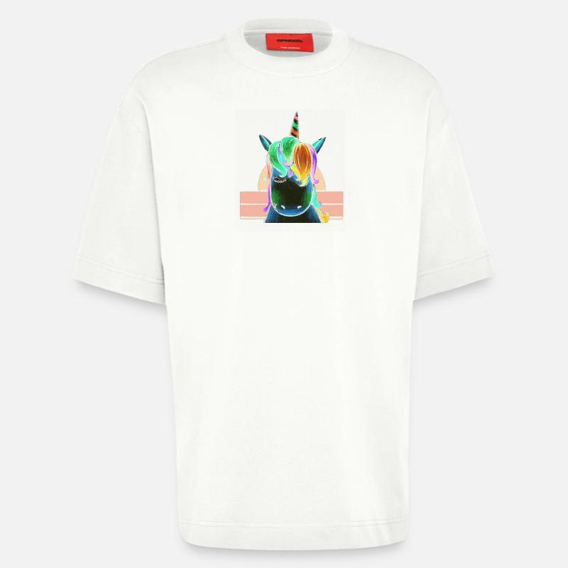 Regenbogen-Einhorn - Heavyweight T-Shirt - made by SPREAD  - OFF WHITE