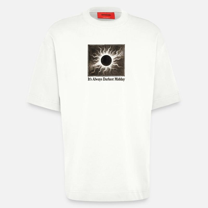 Midi le plus sombre | Éclipse solaire - T-shirt bio épais oversize fabriqué en UE - OFF WHITE