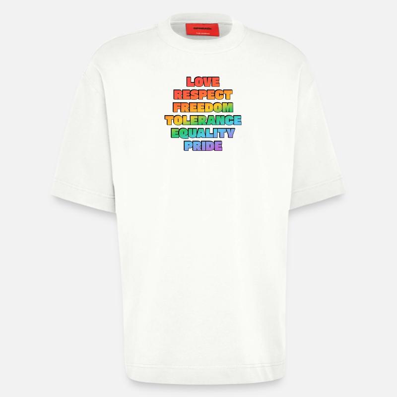 Rainbow Pride Values - Heavyweight T-Shirt - made by SPREAD  - OFF WHITE