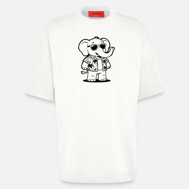 Vacances d’éléphants - T-shirt bio épais oversize fabriqué en UE - OFF WHITE
