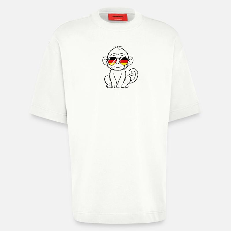 German flag monkey german Germany monkey - Heavyweight T-Shirt - made by SPREAD  - OFF WHITE