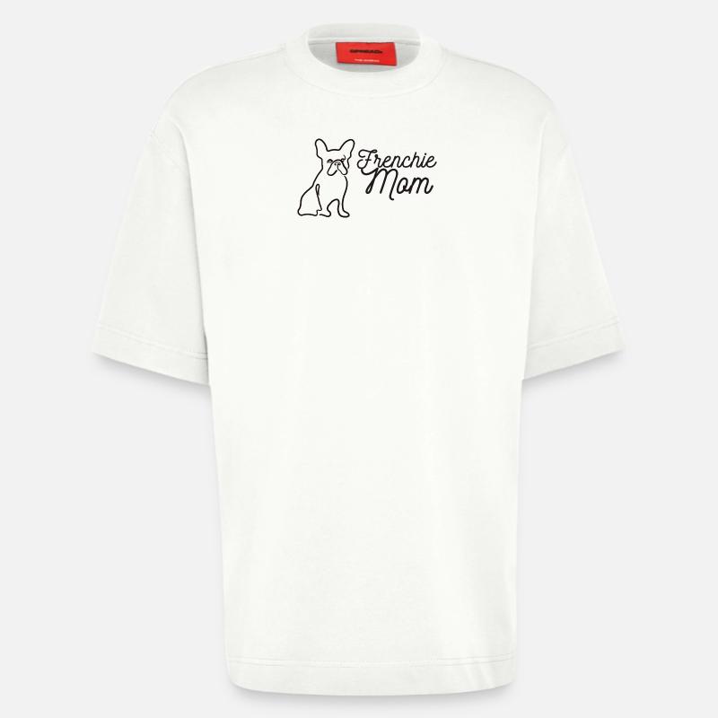 Frenchie Mom Silhouette Script Lineart - Heavyweight T-Shirt - made by SPREAD  - OFF WHITE