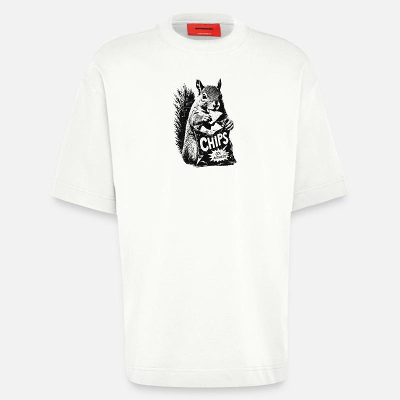 Chips Eichhörnchen - Heavyweight T-Shirt - made by SPREAD - OFF WHITE