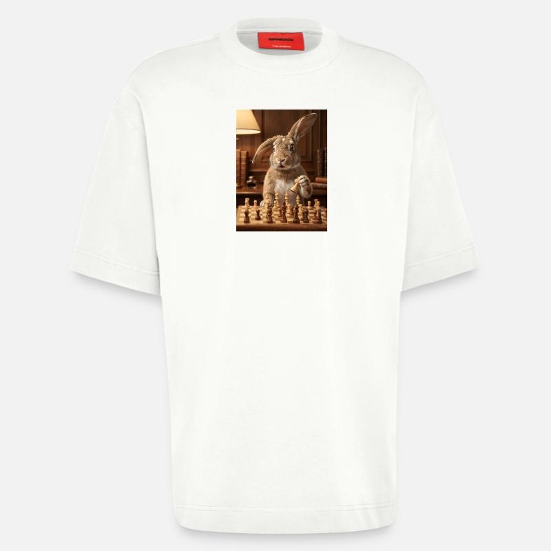 Rabbit playing chess - Heavyweight T-Shirt - made by SPREAD - OFF WHITE