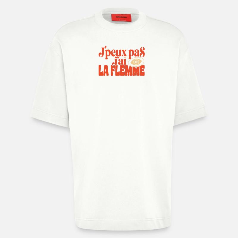 Flemme Pop Œil Retro - T-shirt bio épais oversize fabriqué en UE - OFF WHITE