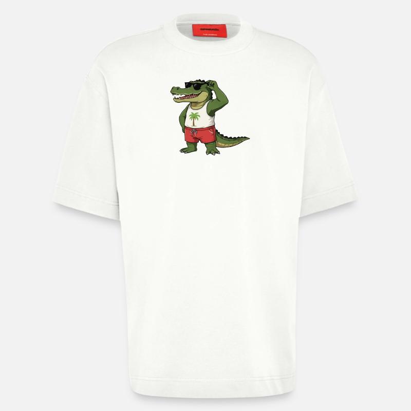 Crocodile Comic - Heavyweight T-Shirt - made by SPREAD - OFF WHITE
