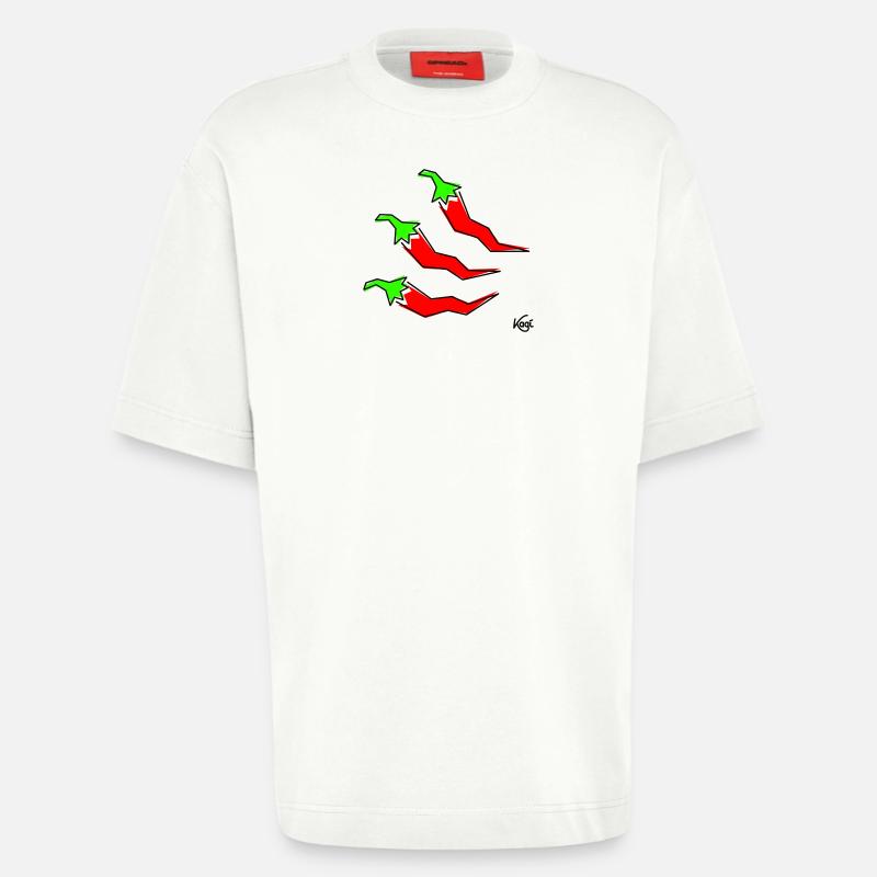 drei Pepperonis - Heavyweight T-Shirt - made by SPREAD  - OFF WHITE