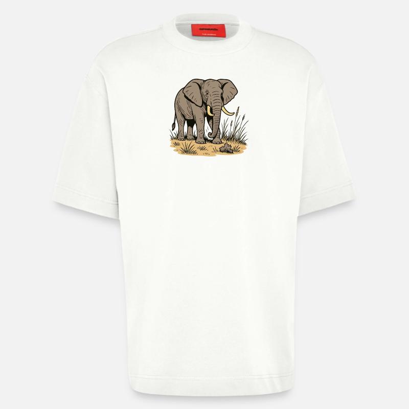 Éléphant - T-shirt bio épais oversize fabriqué en UE - OFF WHITE