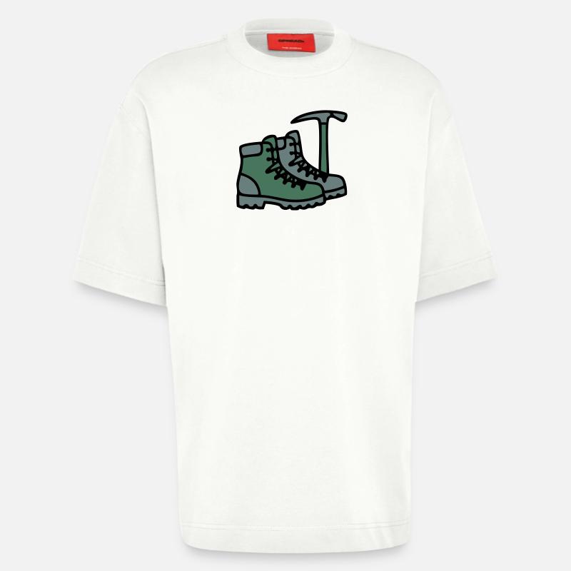Wanderschuhe Eispickel Bergsteiger Alpen Wanderer - Heavyweight T-Shirt - made by SPREAD  - OFF WHITE