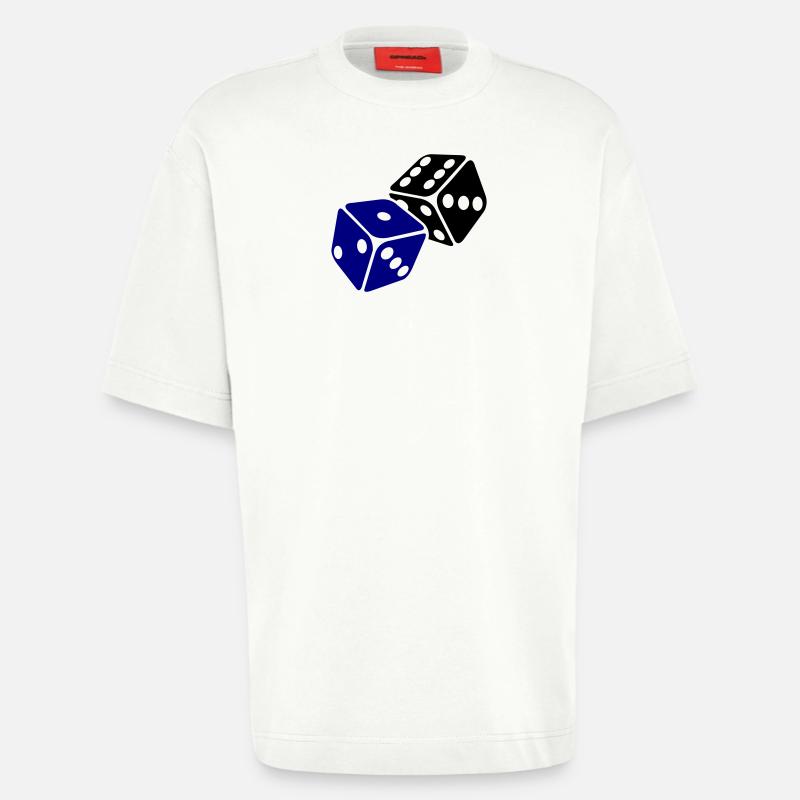 Blue Cube Minimal Design - T-shirt bio épais oversize fabriqué en UE - OFF WHITE