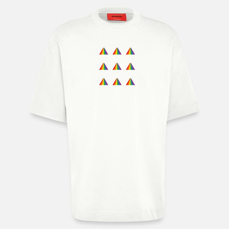 Rainbow Pyramid Pattern - Heavyweight T-Shirt - made by SPREAD - OFF WHITE