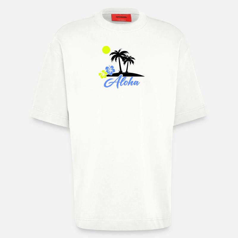 Aloha Hibiskus Neon Script - Heavyweight T-Shirt - made by SPREAD - OFF WHITE