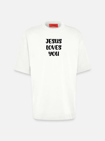 Jésus t’aime - T-shirt bio épais oversize fabriqué en UE - OFF WHITE
