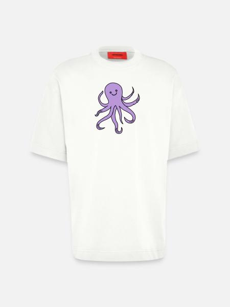 Charme de pieuvre violette - T-shirt bio épais oversize fabriqué en UE - OFF WHITE