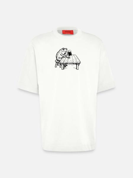 Funny Frog drinking beer - Heavyweight T-Shirt - made by SPREAD - OFF WHITE