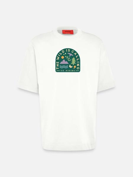 the-wild-is-calling-design - T-shirt bio épais oversize fabriqué en UE - OFF WHITE