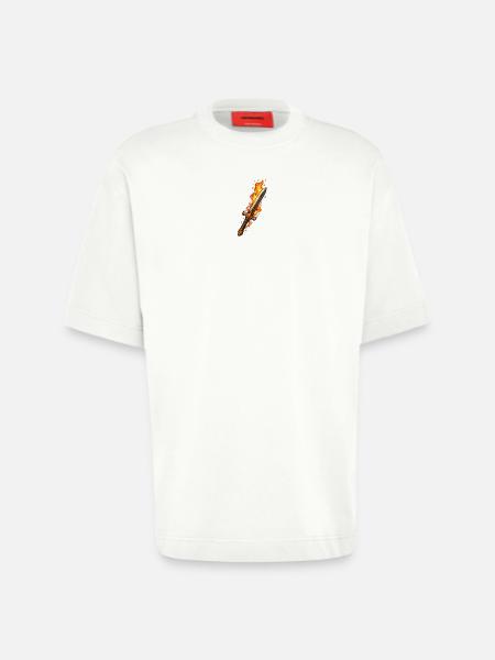 Fireblade Flaming Sword - Heavyweight T-Shirt - made by SPREAD - OFF WHITE