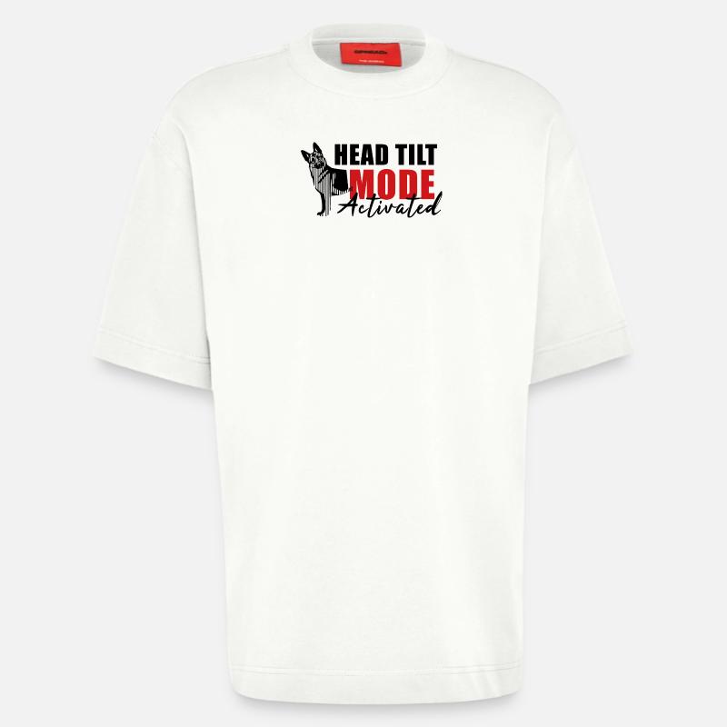 Schäfi Silhouette - Head Tilt linear Schäferhund - Heavyweight T-Shirt - made by SPREAD  - OFF WHITE