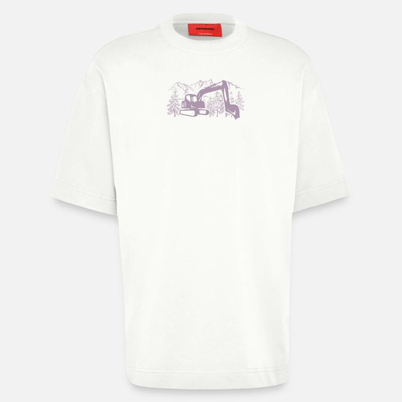 Bagger Silhouette Baugeräteführer Arbeit - Heavyweight T-Shirt - made by SPREAD  - OFF WHITE