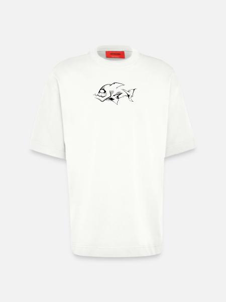 piranha symbol cartoon sketch drawing icon - Heavyweight T-Shirt - made by SPREAD  - OFF WHITE