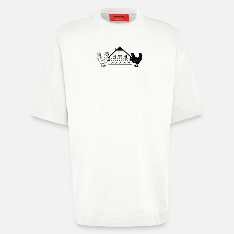 Dunkles und helles Hühnermonogramm-Logo - Heavyweight T-Shirt - made by SPREAD  - OFF WHITE