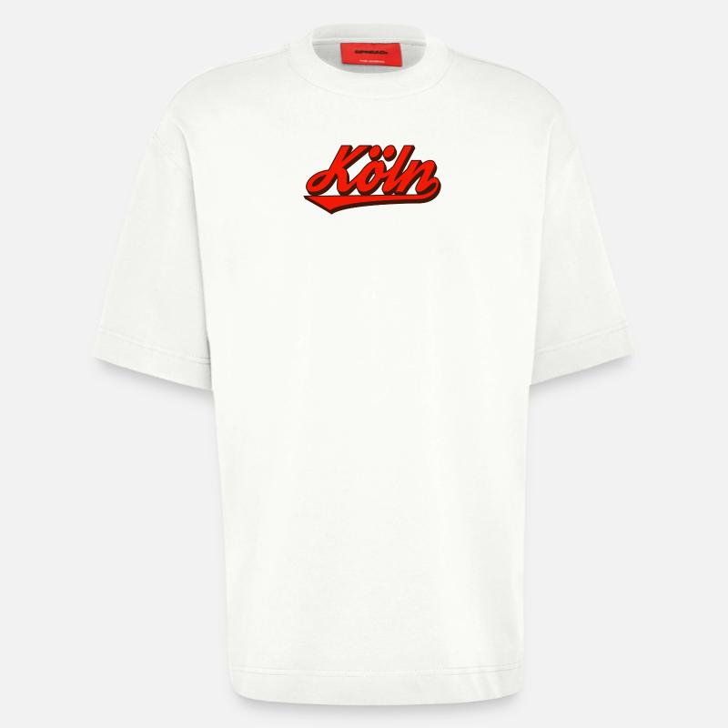 Köln Retro Script Logo Rot - Heavyweight T-Shirt - made by SPREAD  - OFF WHITE