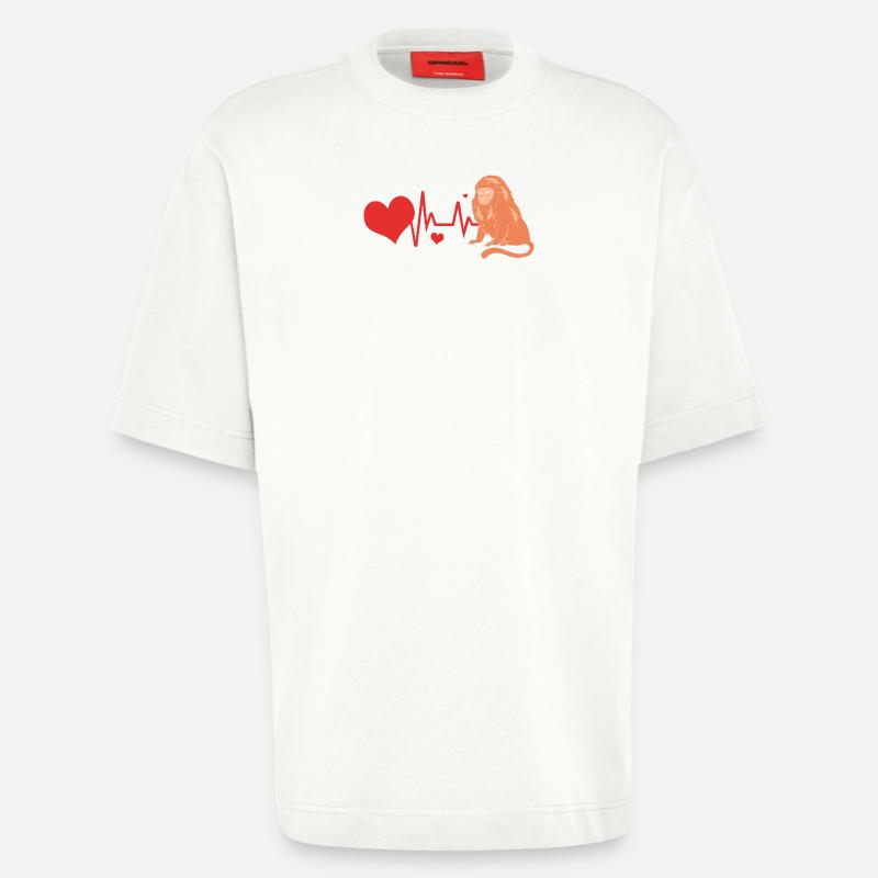 Tamarin Monkey Monkey Monkey Monkey Face - Heavyweight T-Shirt - made by SPREAD - OFF WHITE