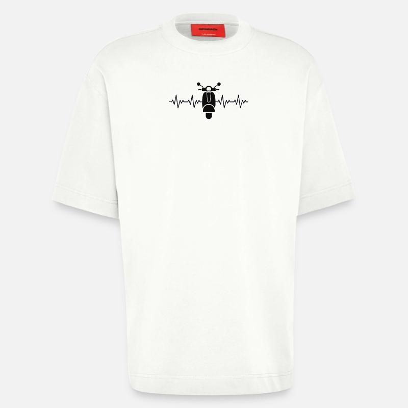Moped Motorroller EKG Herzschlag Herzfrequenz - Heavyweight T-Shirt - made by SPREAD  - OFF WHITE