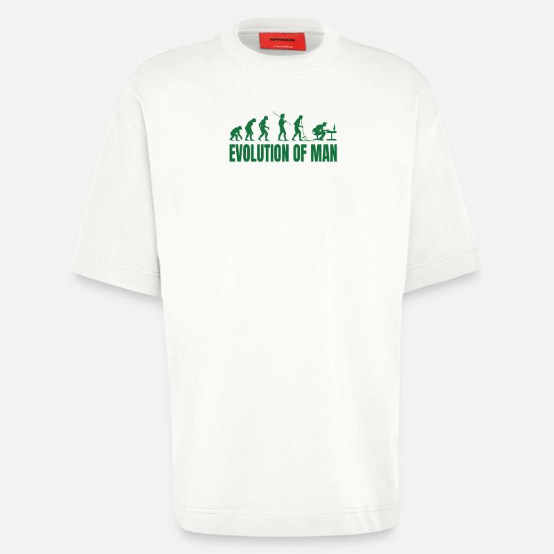 Évolution de l’homme Programmeur IT - T-shirt bio épais oversize fabriqué en UE - OFF WHITE