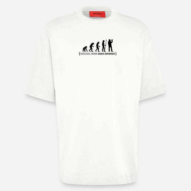 evolution_beer_drinker - T-shirt bio épais oversize fabriqué en UE - OFF WHITE