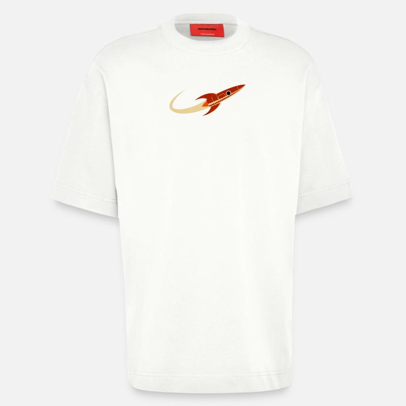 Fusée spatiale rouge - T-shirt bio épais oversize fabriqué en UE - OFF WHITE