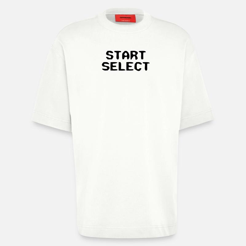 Start Select texte 8 bits - T-shirt bio épais oversize fabriqué en UE - OFF WHITE