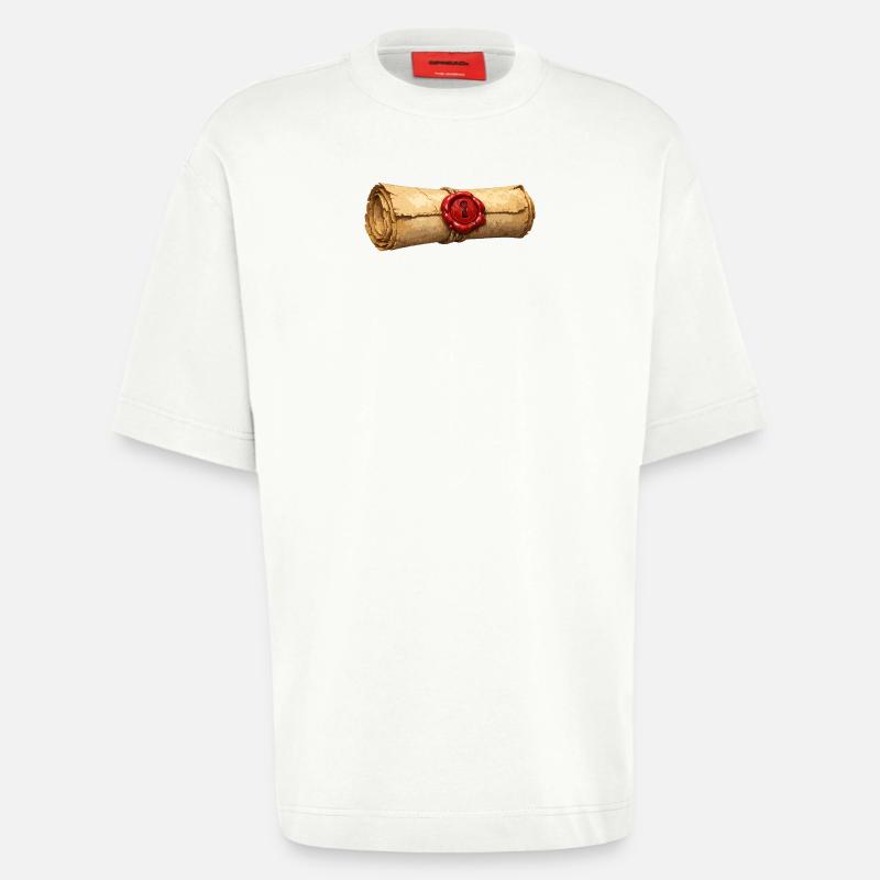 Papyrus Scroll with Red Seal - Heavyweight T-Shirt - made by SPREAD  - OFF WHITE