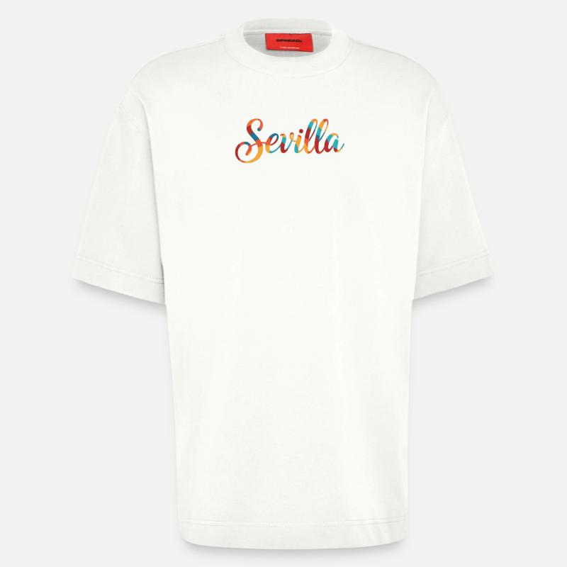 Sevilla Regenbogen Script - Heavyweight T-Shirt - made by SPREAD  - OFF WHITE