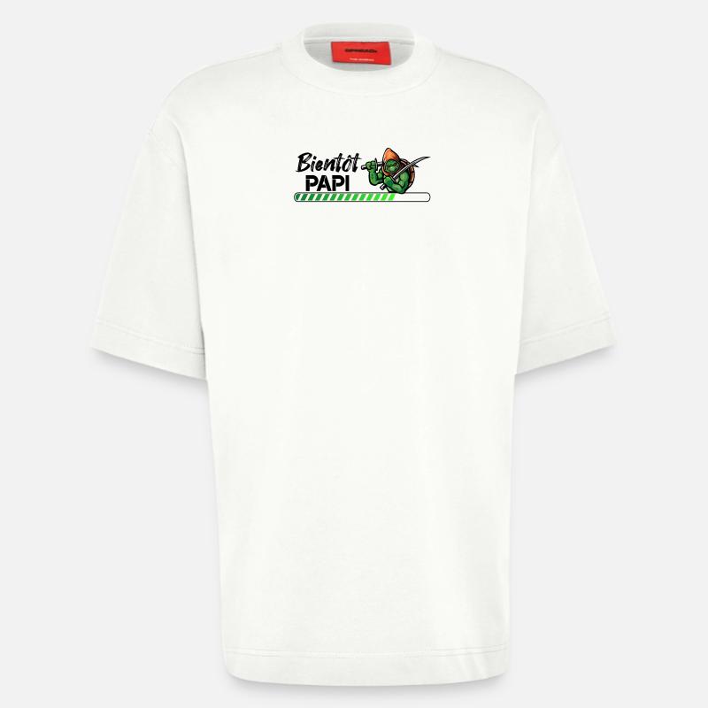 Bientôt papi ninja - T-shirt bio épais oversize fabriqué en UE - OFF WHITE