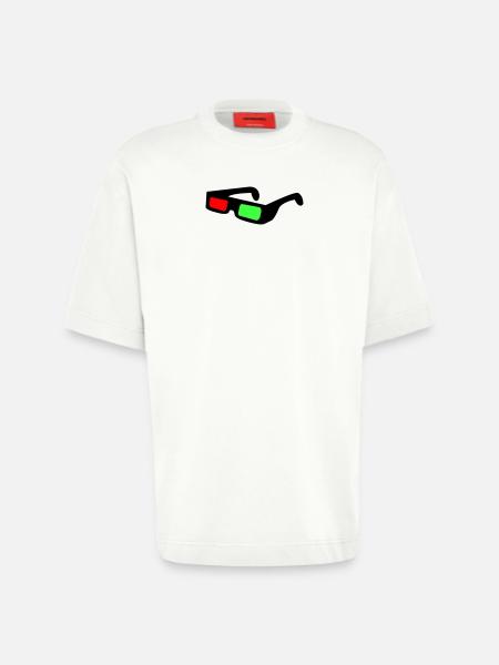 Blocs néon dans le contraste nocturne - T-shirt bio épais oversize fabriqué en UE - OFF WHITE