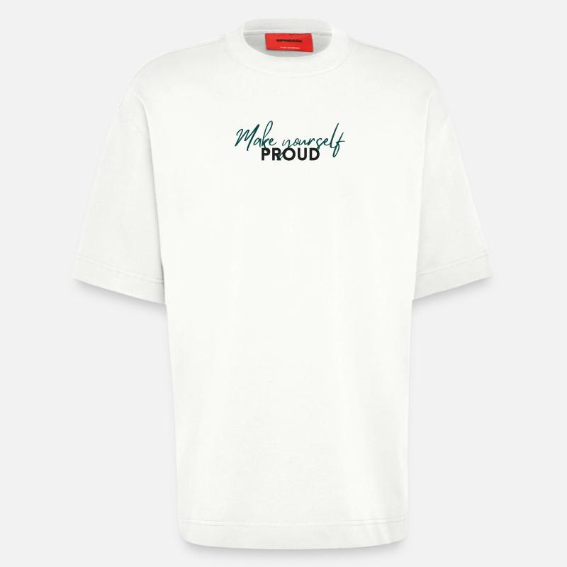 Make Yourself Proud Positive Mindset Statement - T-shirt bio épais oversize fabriqué en UE - OFF WHITE