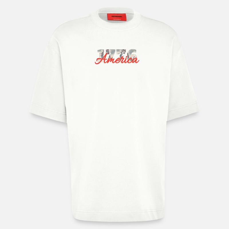 1776 America Script Overlay - Heavyweight T-Shirt - made by SPREAD  - OFF WHITE