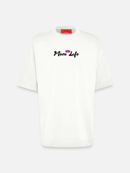 mom_life_heart - T-shirt bio épais oversize fabriqué en UE - OFF WHITE