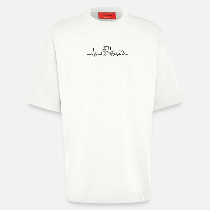 Traktor Puls EKG Herzfrequenz - Heavyweight T-Shirt - made by SPREAD  - OFF WHITE
